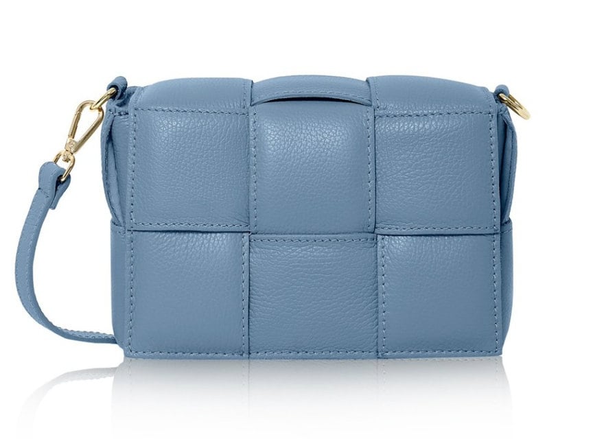 Blaue geflochtene Ledertasche – Polly