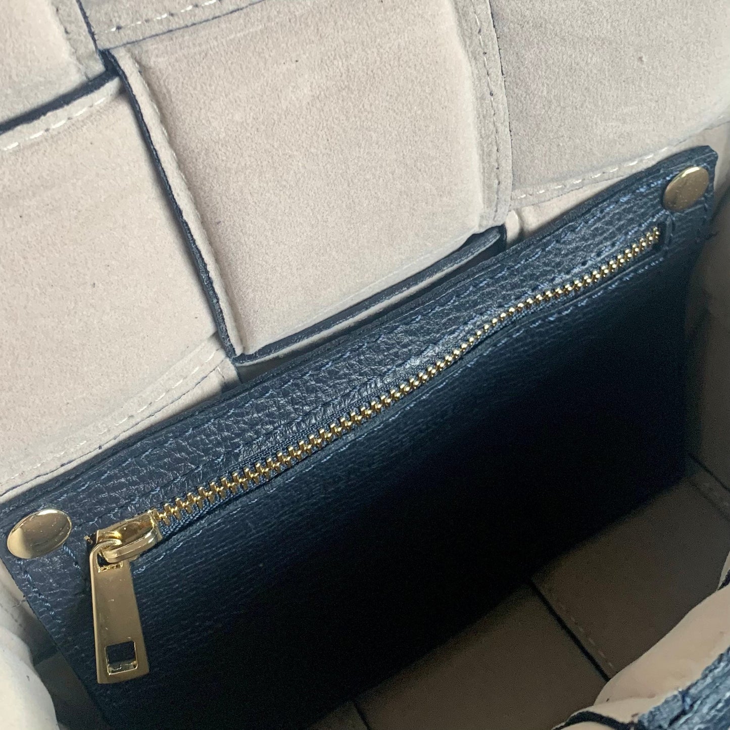 Navy Quilted Leather Bag - Polly