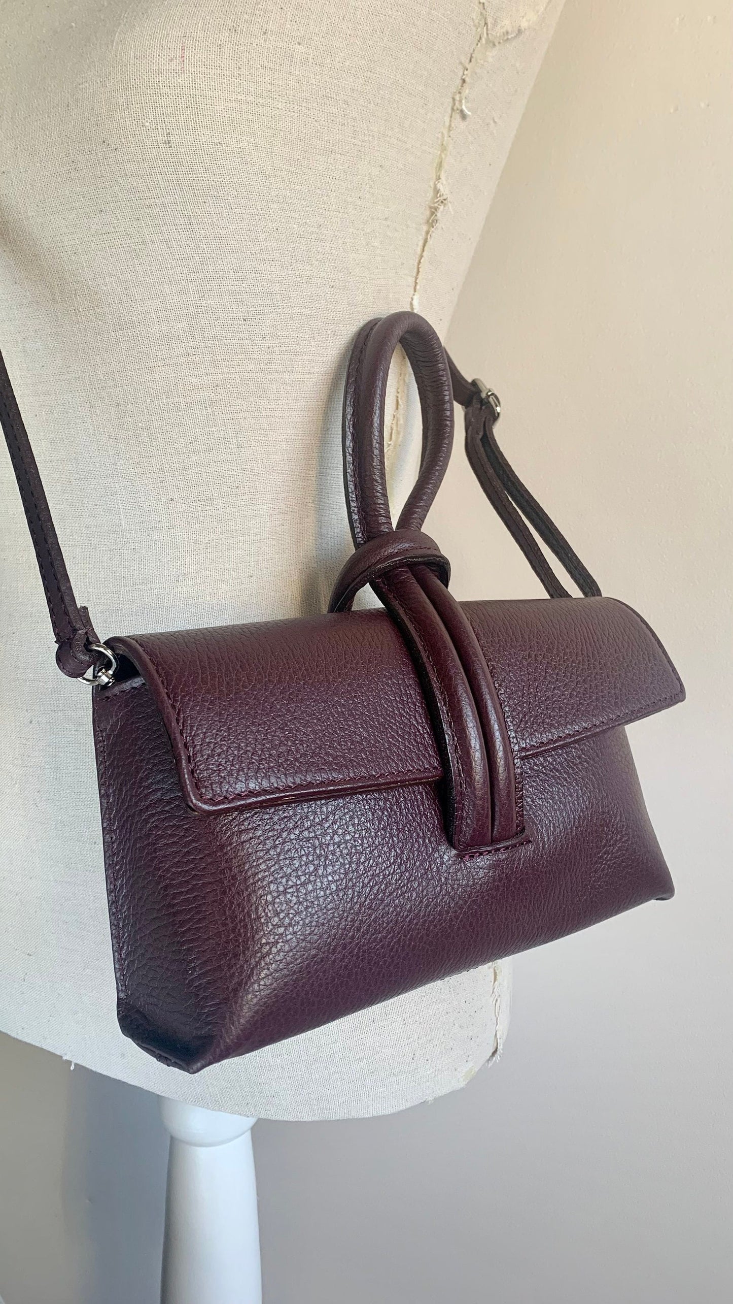 Burgundy Leather Clutch Bag Crossbody Bag