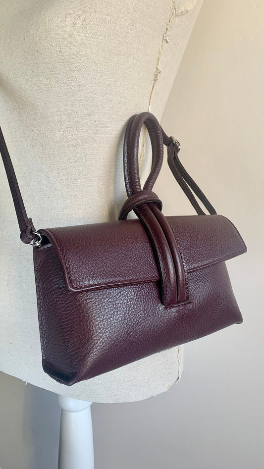 Pochette en cuir bordeaux Sac à bandoulière