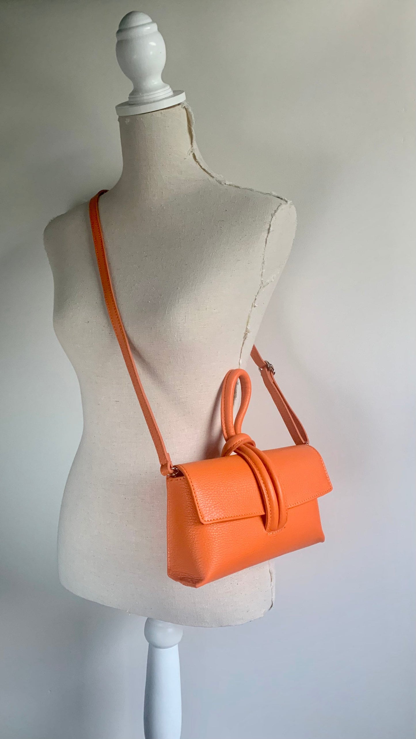 Sac à poignée en cuir orange - Claris