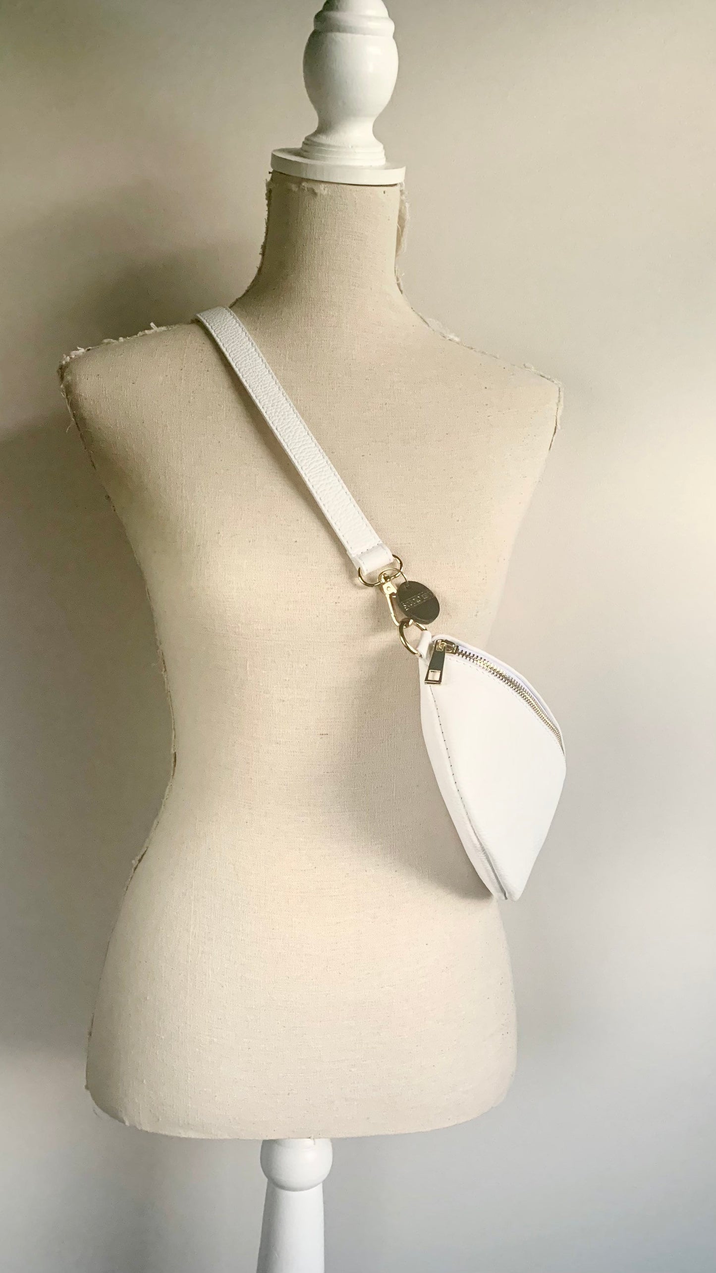 White Leather Bum Bag - Aurora