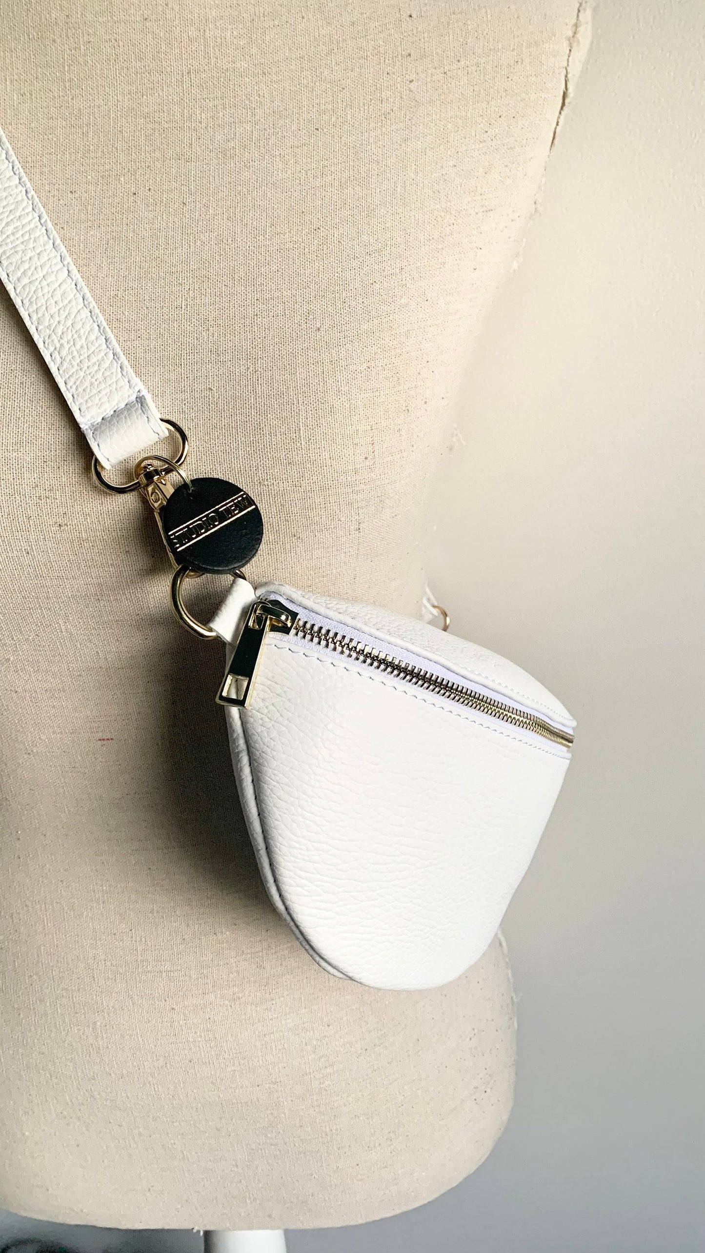 White Leather Bum Bag - Aurora