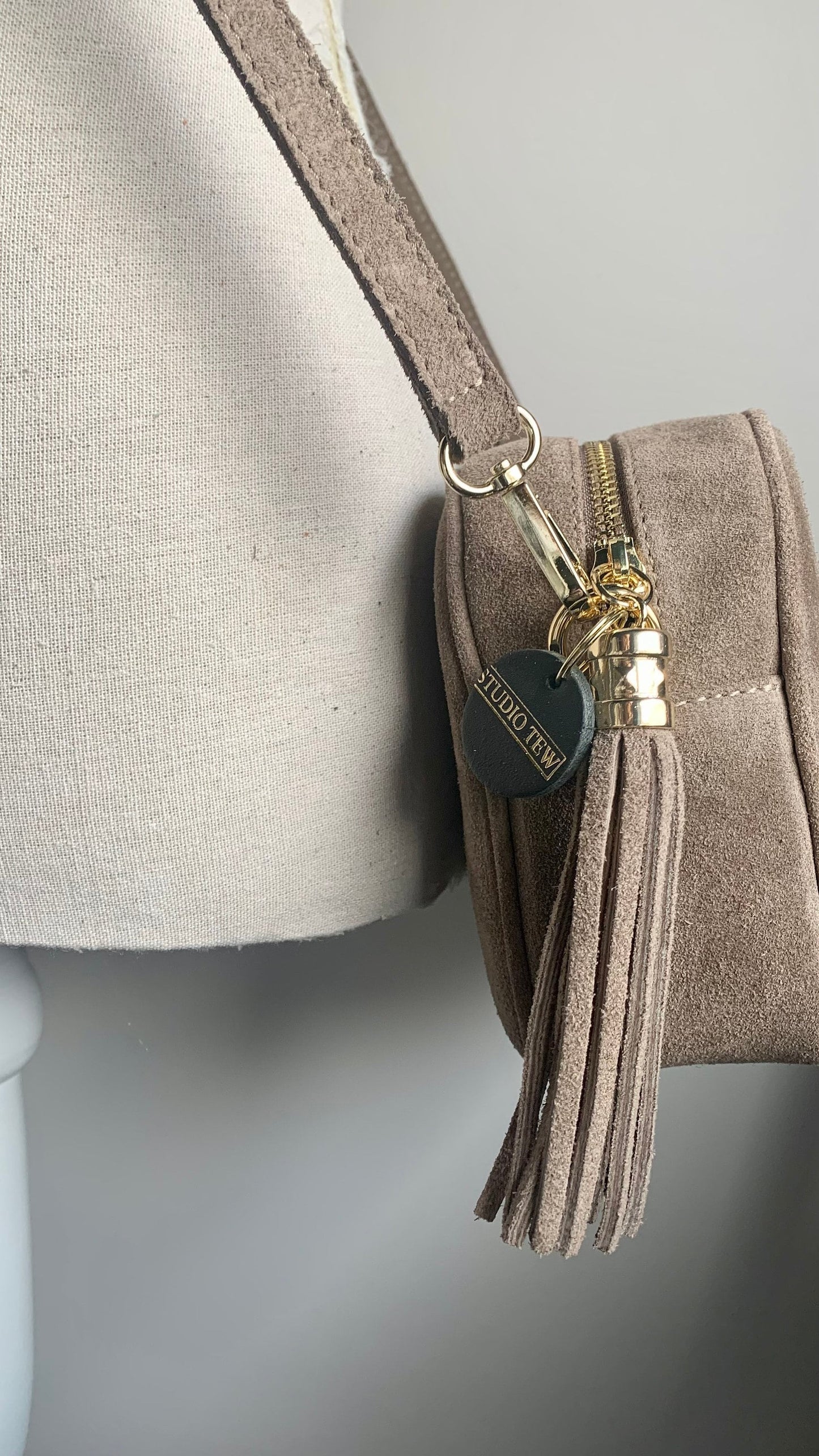 Taupe Suede Crossbody Bag - Jean