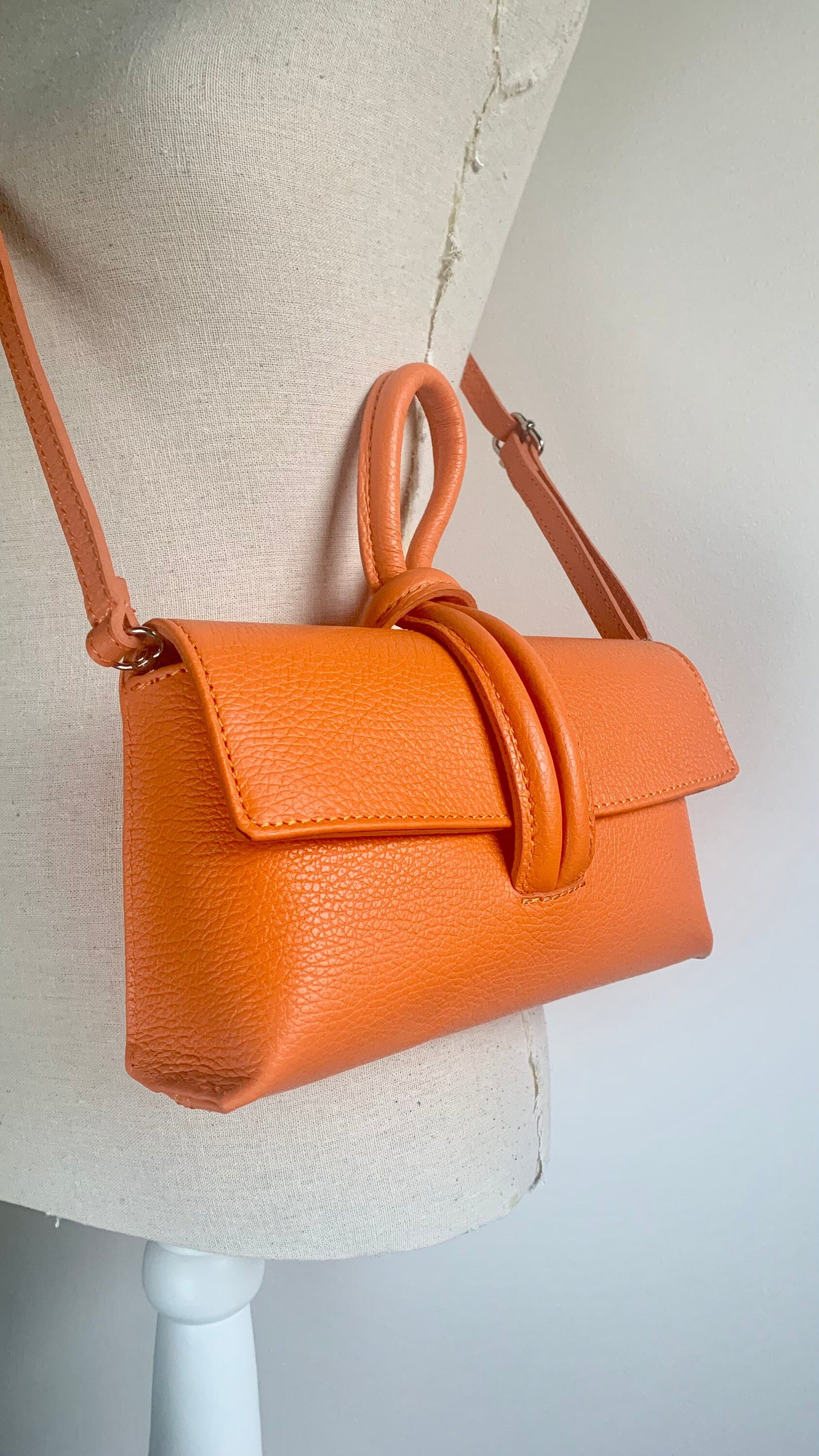 Orange Leather Loop Handle Bag - Claris