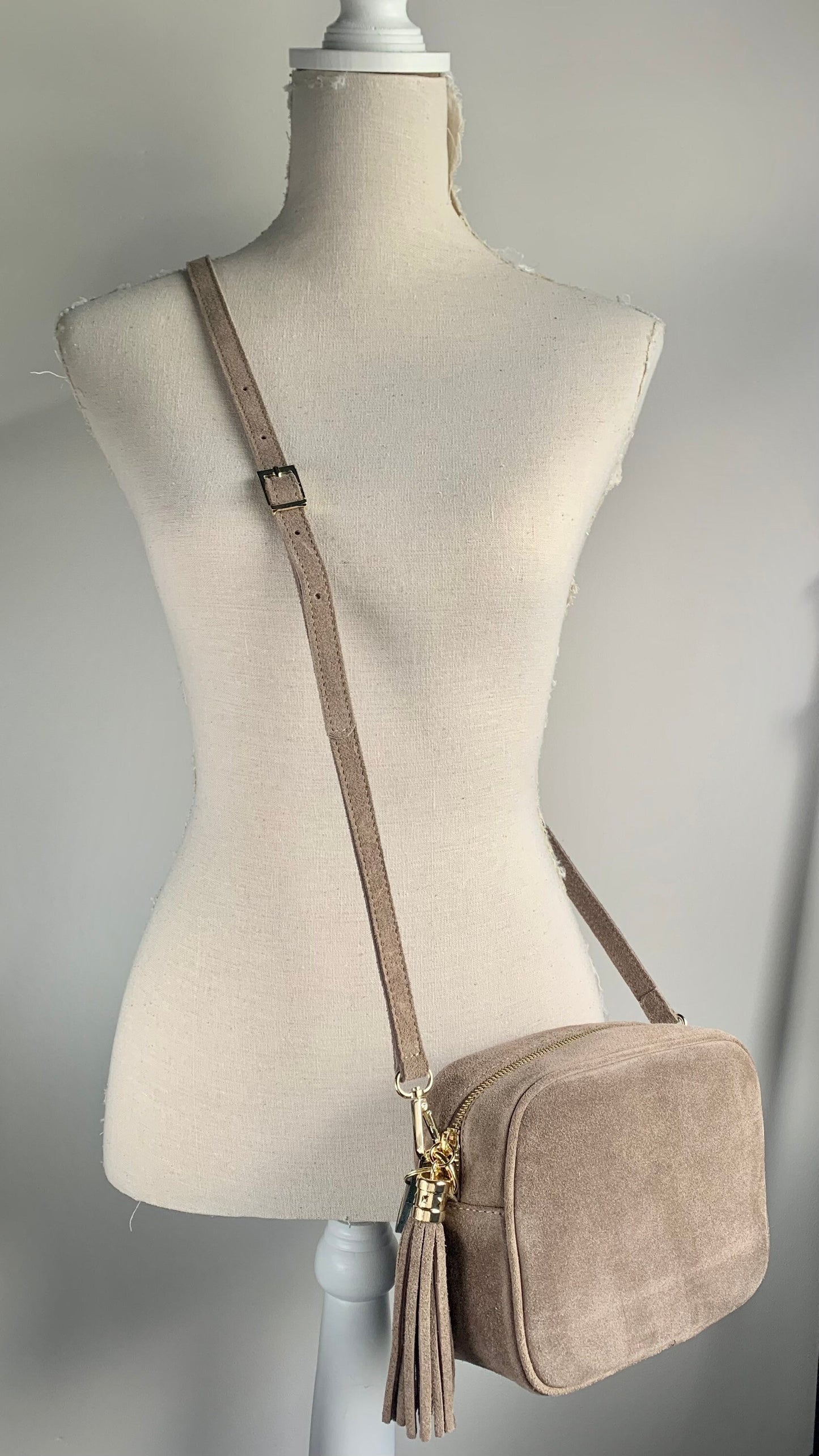 Taupe Suede Crossbody Bag - Jean