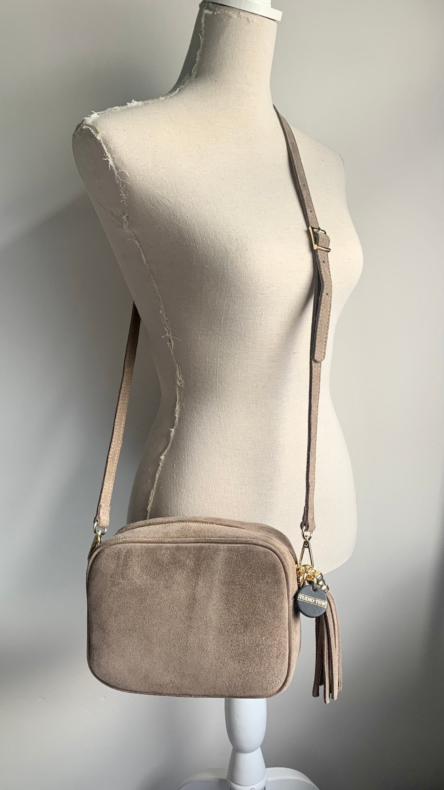 Taupe Suede Crossbody Bag - Jean